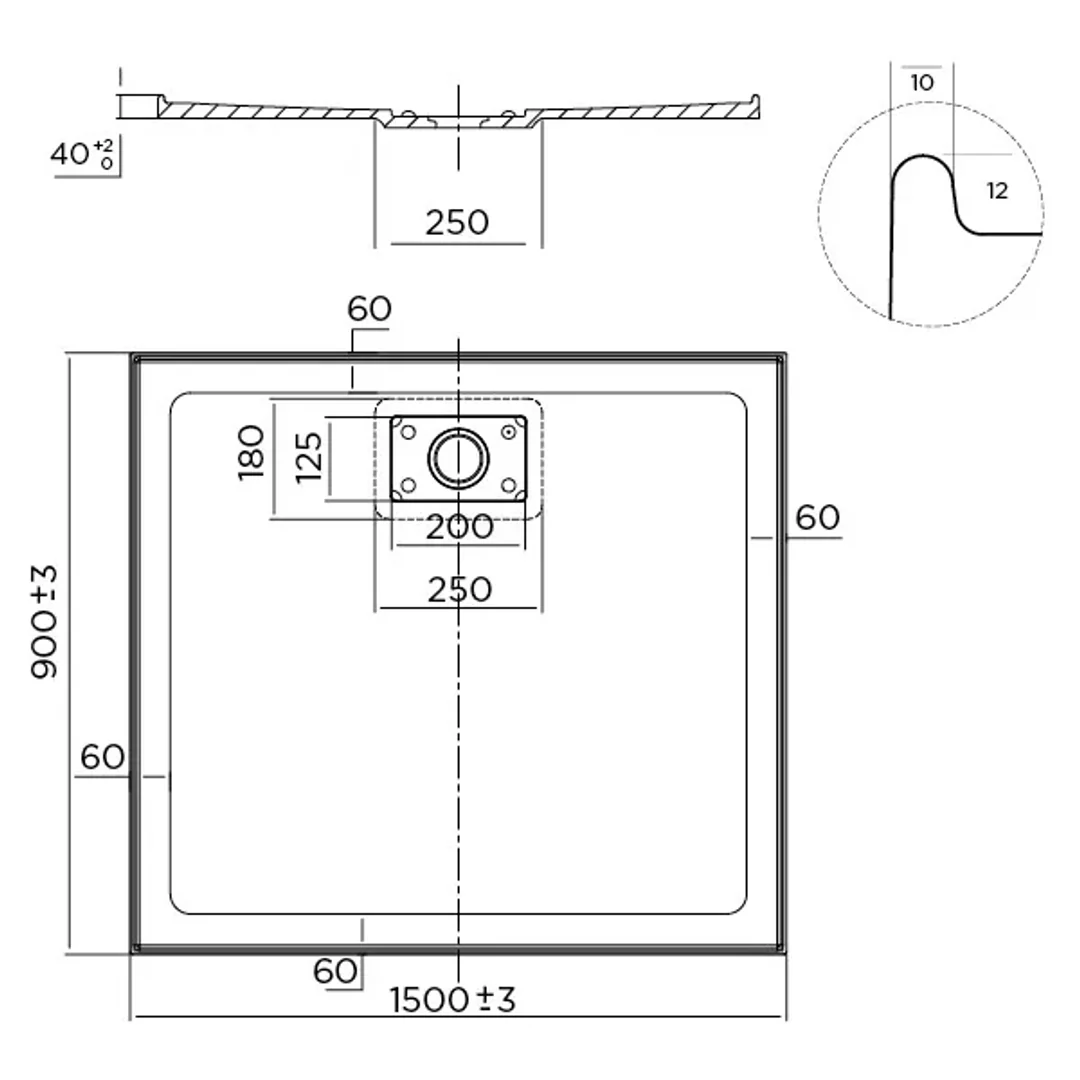 Oceano Stonelite Metro Base Rear Outlet White Waste Cover 1500 X 900 - Image 3