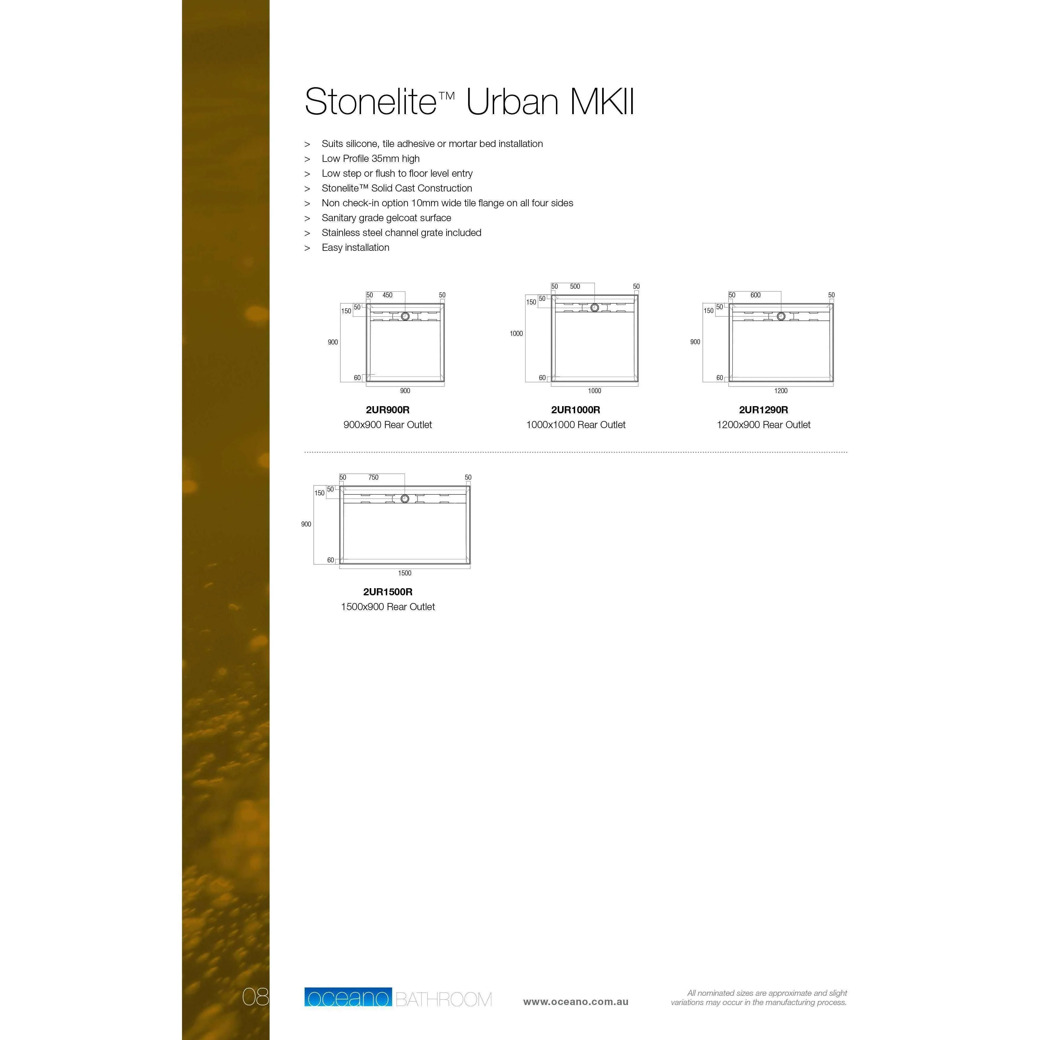 Oceano Stonelite Urban MK11 Base Rear Outlet S/Steel Channel 1200 X 900 - Image 7