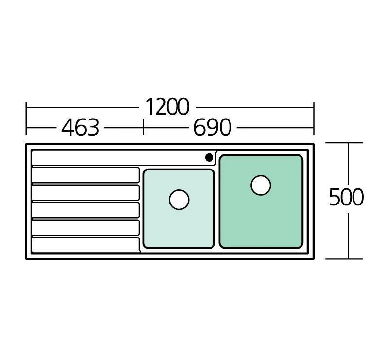 Oliveri Apollo 1 & 3/4 Bowl Sink With L/H Drainer 1 Tap Hole - Image 2