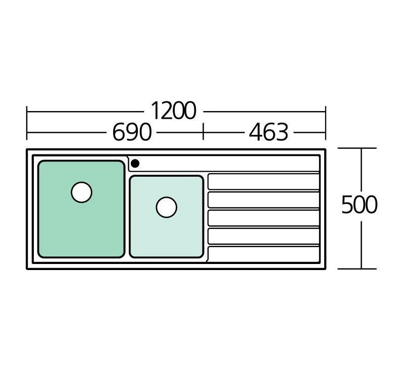 Oliveri Apollo 1 & 3/4 Bowl Sink With R/H Drainer 1 Tap Hole - Image 2