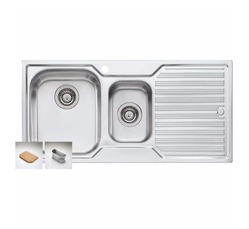Oliveri Diaz 1 & 1/2 Bowl Topmount Sink With R/H Drainer 1 Tap Hole