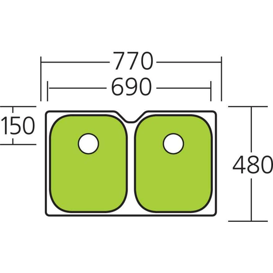 Oliveri Diaz Double Bowl Undermount Sink - Image 2