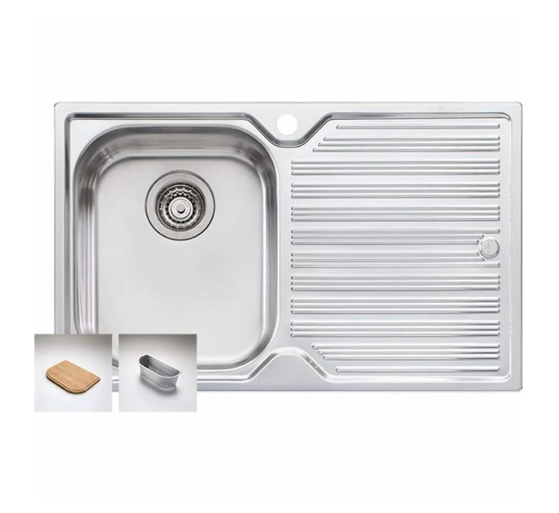 Oliveri Diaz Single Bowl Topmount Sink With R/H Drainer 1 Tap Hole