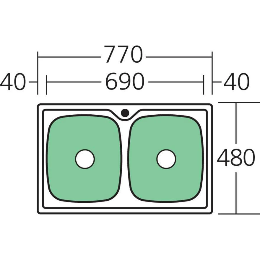 Oliveri Endeavour Double Bowl Topmount Sink 1 Tap Hole - Image 2