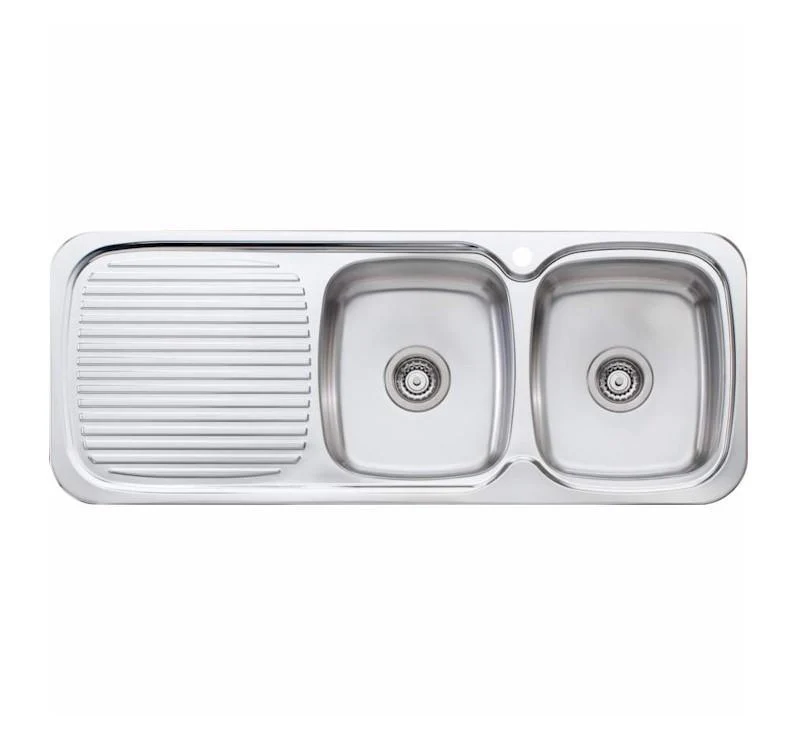 Oliveri Lakeland Double Bowl Topmount Sink L/H Drainer 1 Tap Hole