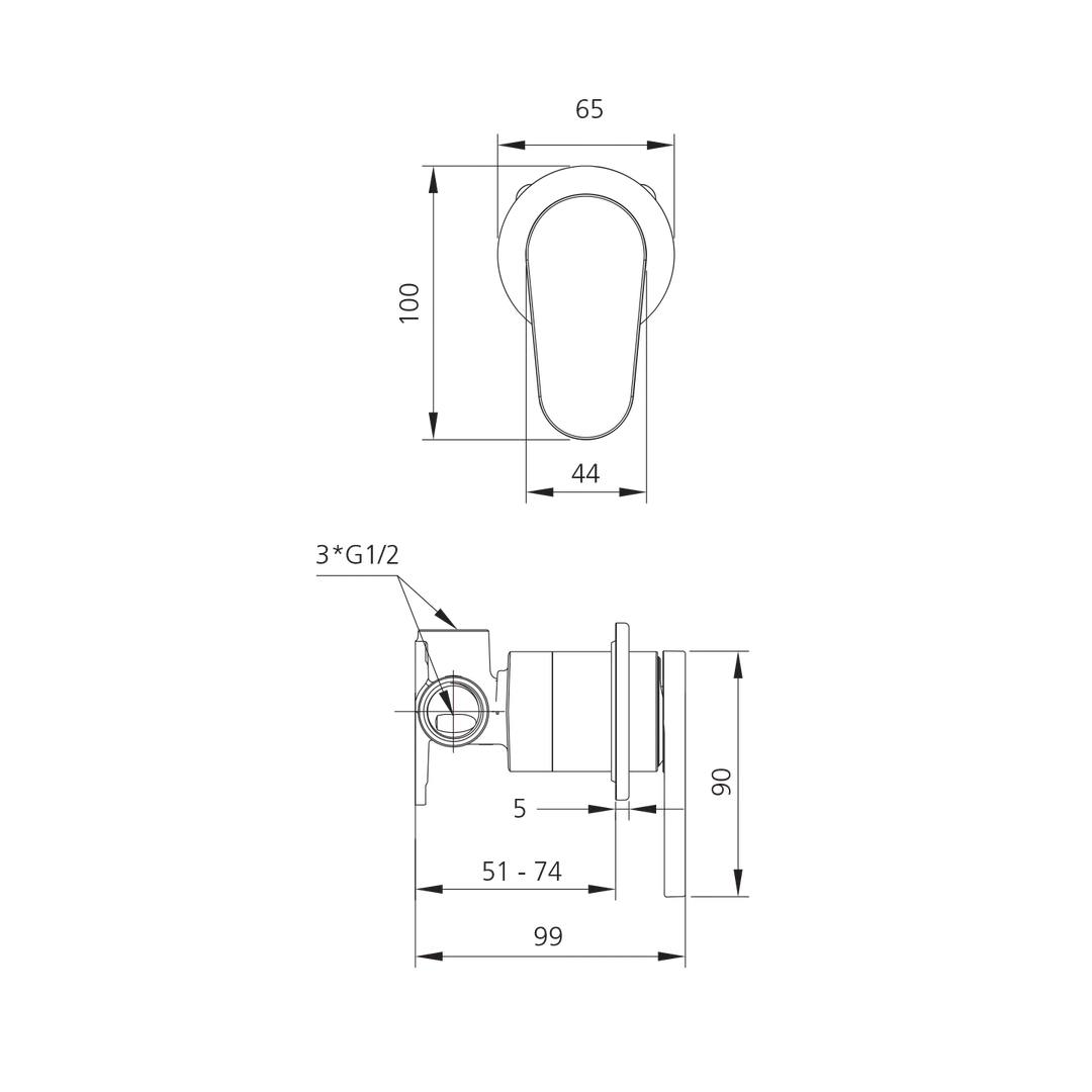 Oliveri LON097500FCR-TK London WallMixer Trim Chrome - Image 2