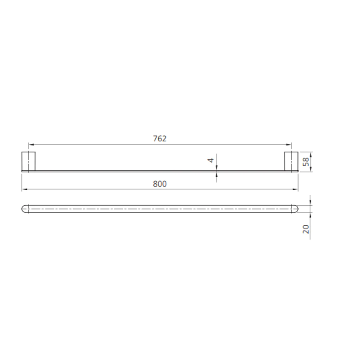 Oliveri MA830AC3 Madrid Towel Rail Sgl 800mm Matte Black - Image 2