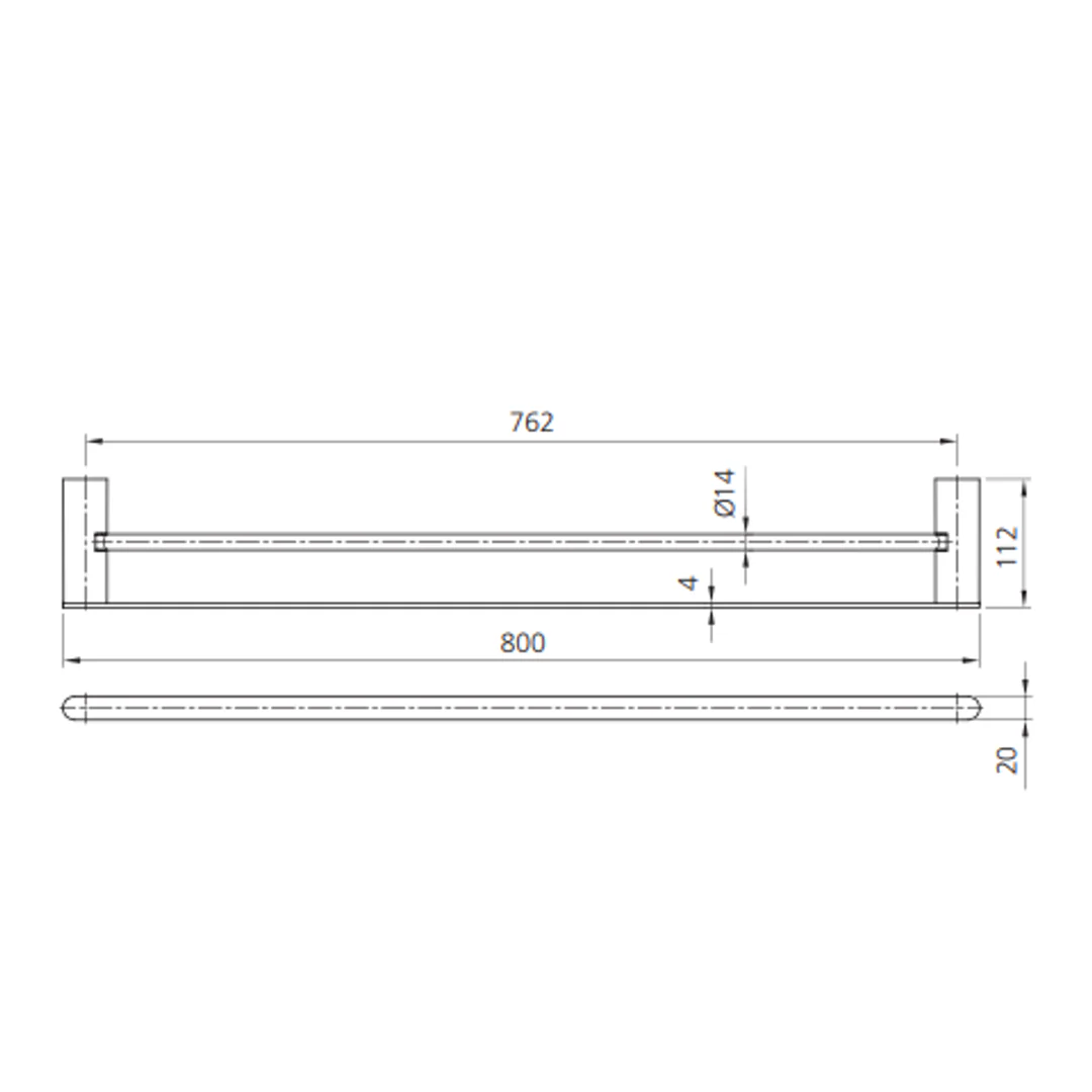 Oliveri MA830BC3 Madrid Towel Rail Dbl 800mm Matte Black - Image 2