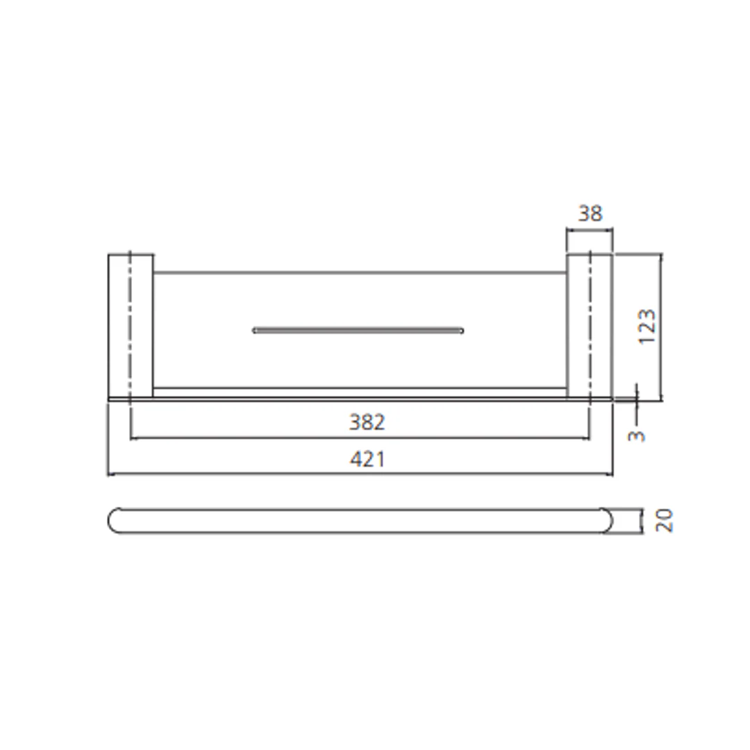 Oliveri MA891AC3 Madrid Metal Shelf 420mm Matte Black - Image 2