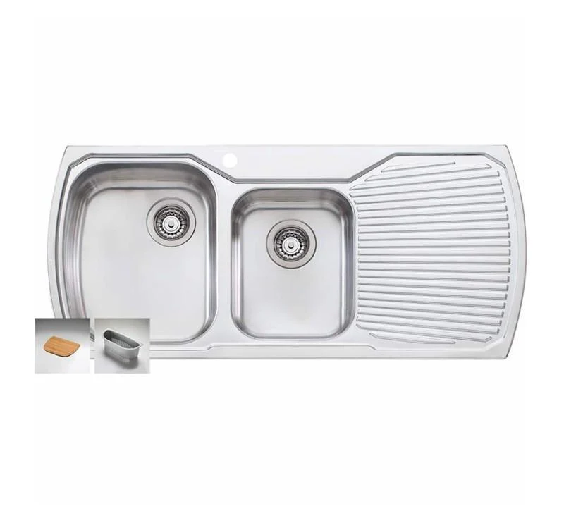 Oliveri Monet 1 & 3/4 Bowl Topmount Sink With Drainer 1 Tap Hole