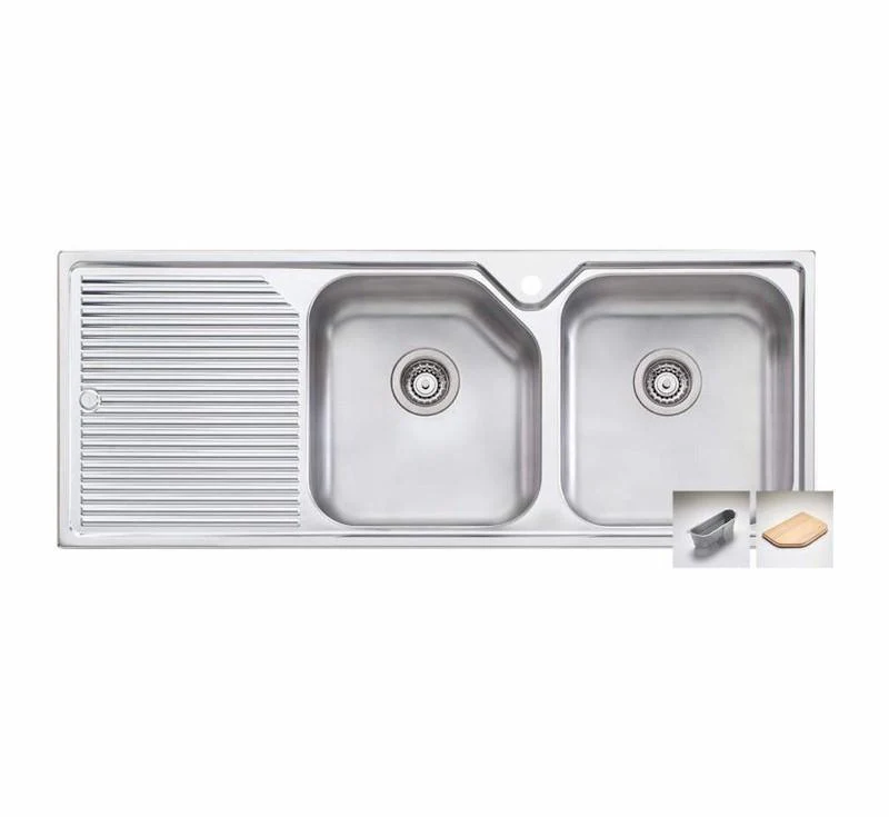 Oliveri Nu-Petite Double Bowl Topmount Sink L/H Drainer 1 Tap Hole
