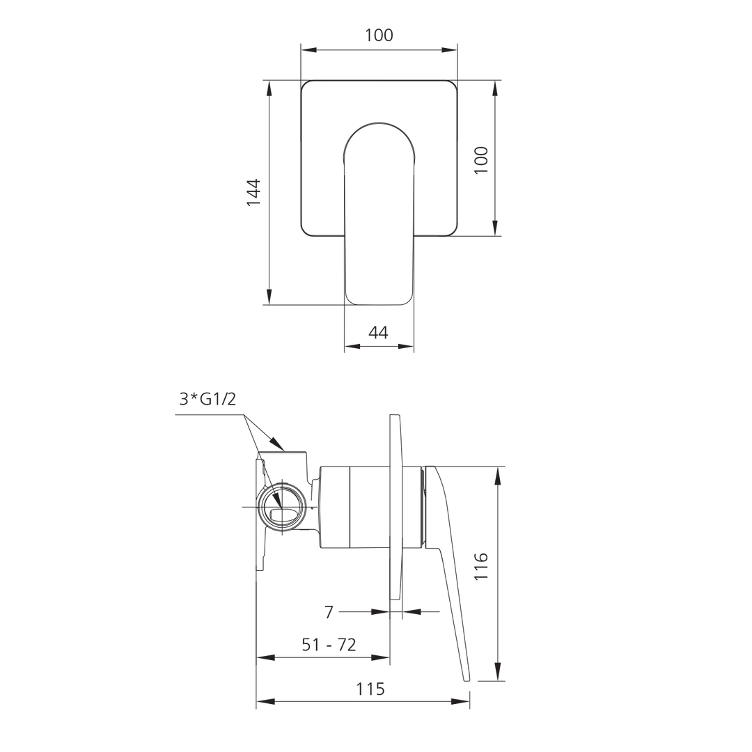 Oliveri PA100505FGM-TK Paris Wall Mixer Trim Gunmetal - Image 2