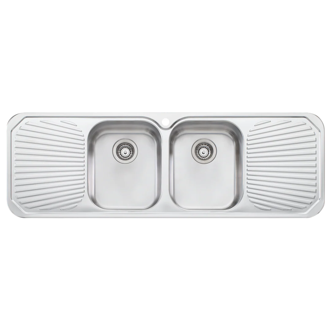 Oliveri Petite Double Bowl Topmount Sink W Dbl Drainer 1 Tap Hole - Image 2