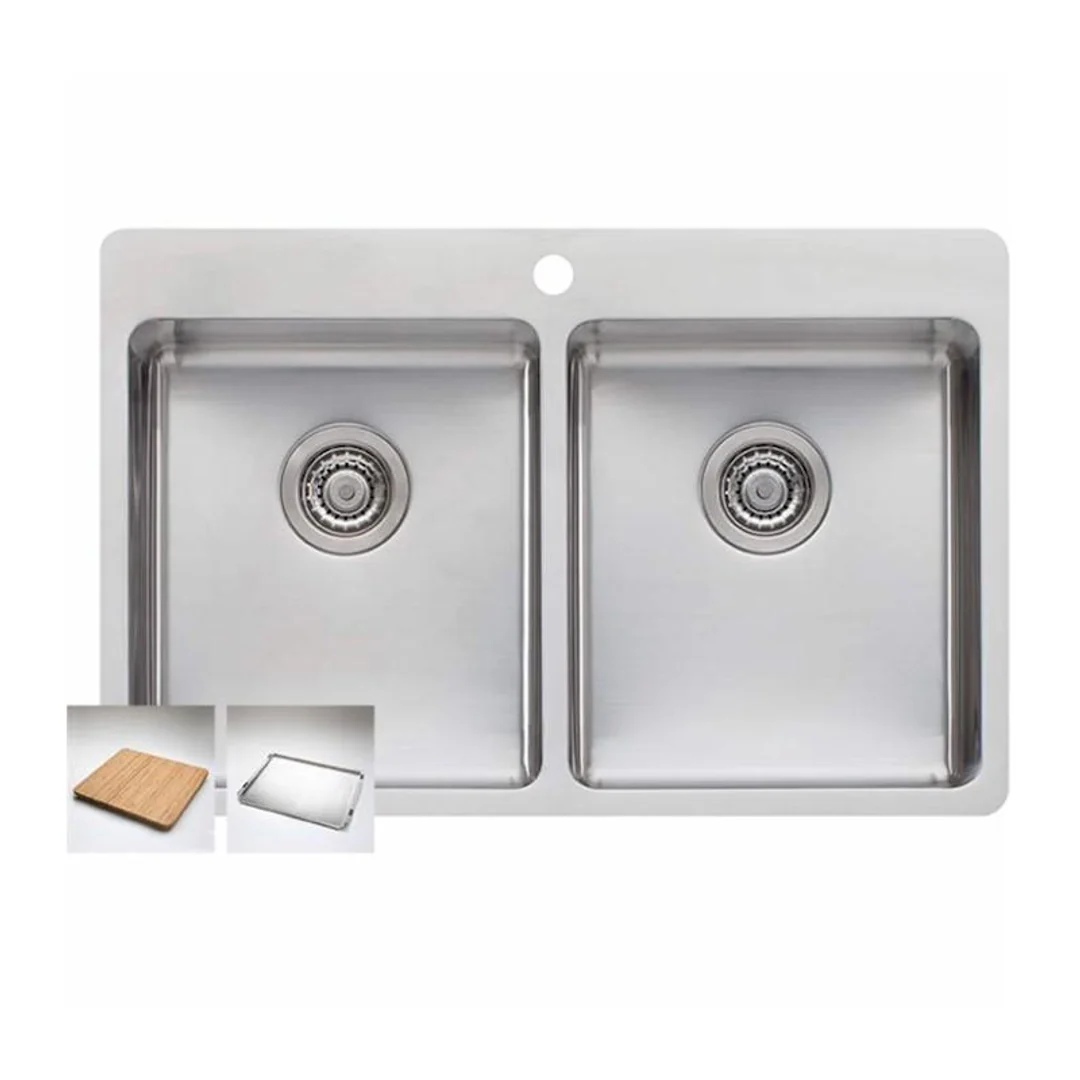 OLIVERI PRESSED DOUBLE BOWL INSET SINK
