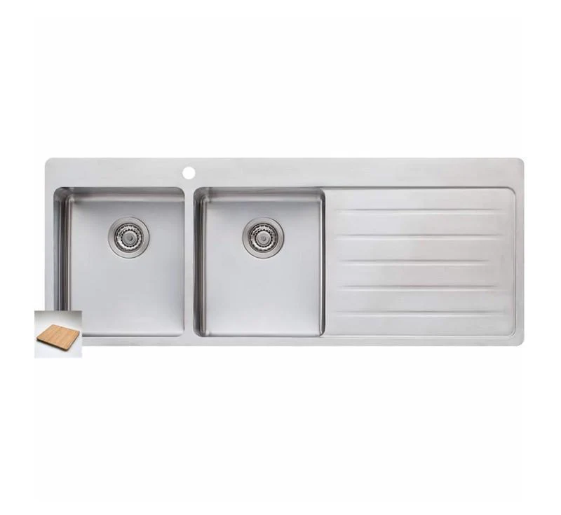 Oliveri Sonetto Double Bowl Topmount Sink R/H Drainer 1 Tap Hole