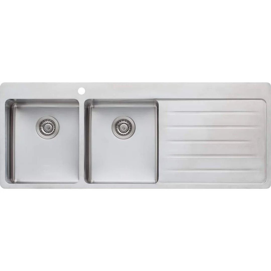Oliveri Sonetto Double Bowl Topmount Sink R/H Drainer 1 Tap Hole - Image 2