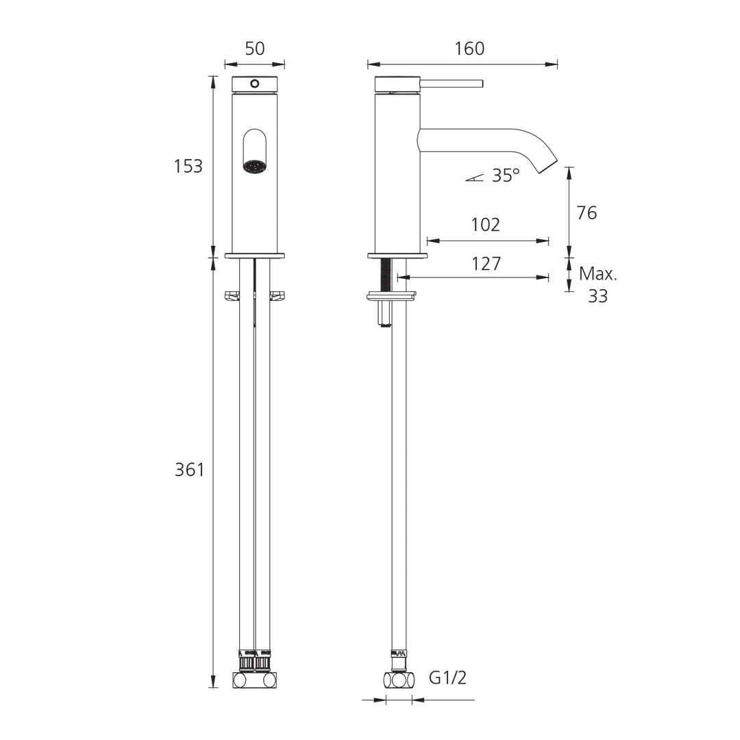 Oliveri VE103504FBN Venice Basin Mixer Curved Brushed Nickel - Image 2