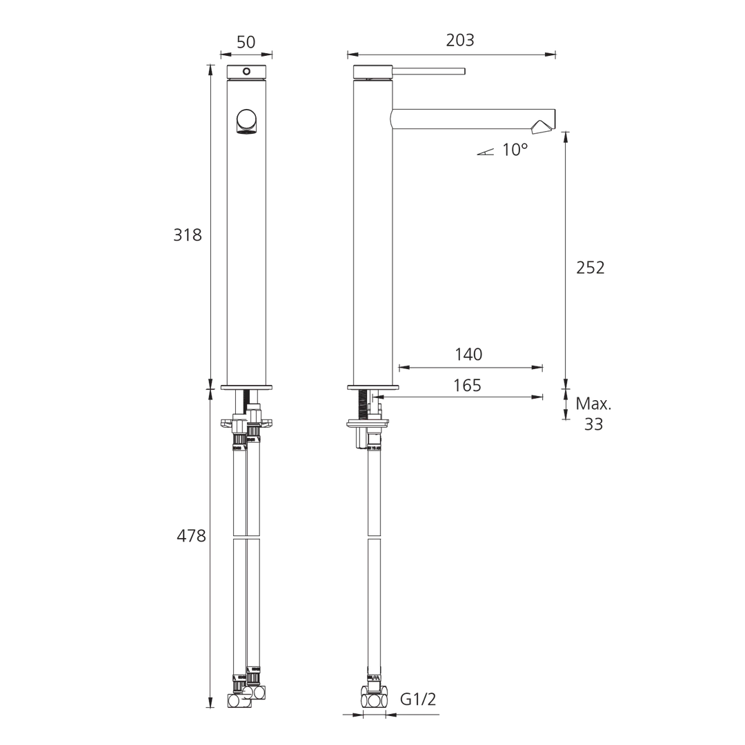 Oliveri VE107500FCR Venice Basin Tower Stra Chrome - Image 2