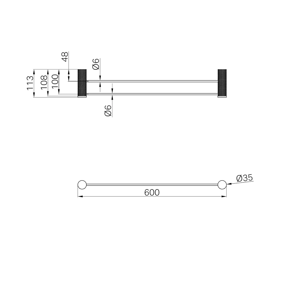 Nero Opal Double Towel Rail Brushed Gold 600mm - Image 3