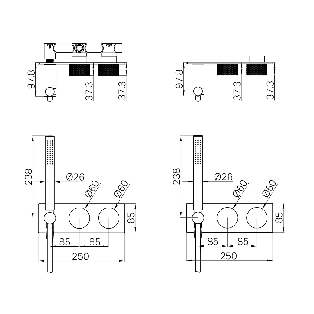 Opal Progressive Nero Shower System - Graphite - Image 2