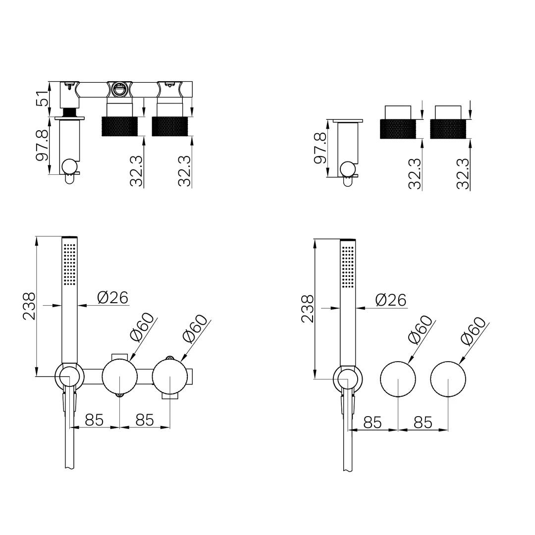 Opal Progressive Nero Shower System Separate Plate - Graphite - Image 2