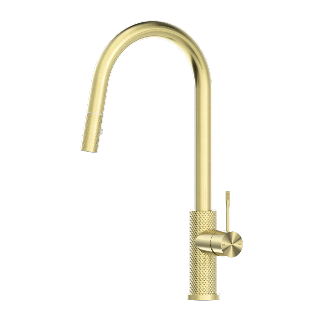 Nero Opal Pull Out Sink Mixer with Veggie Spray - Brushed Gold - Image 3