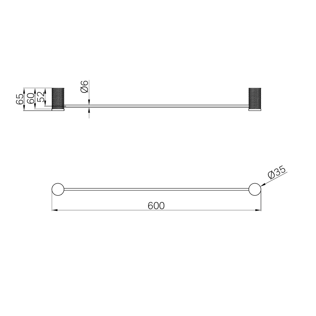 Nero Opal Single Towel Rail Brushed Bronze 600mm - Image 3