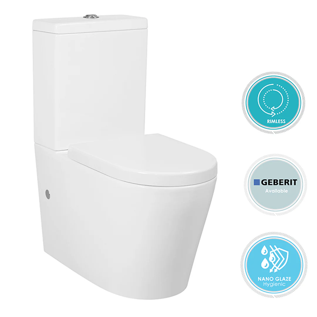 OTTI ALZANO RIMLESS BTW TOILET SUITE WITH GEBERIT CISTERN & STANDARD SEAT