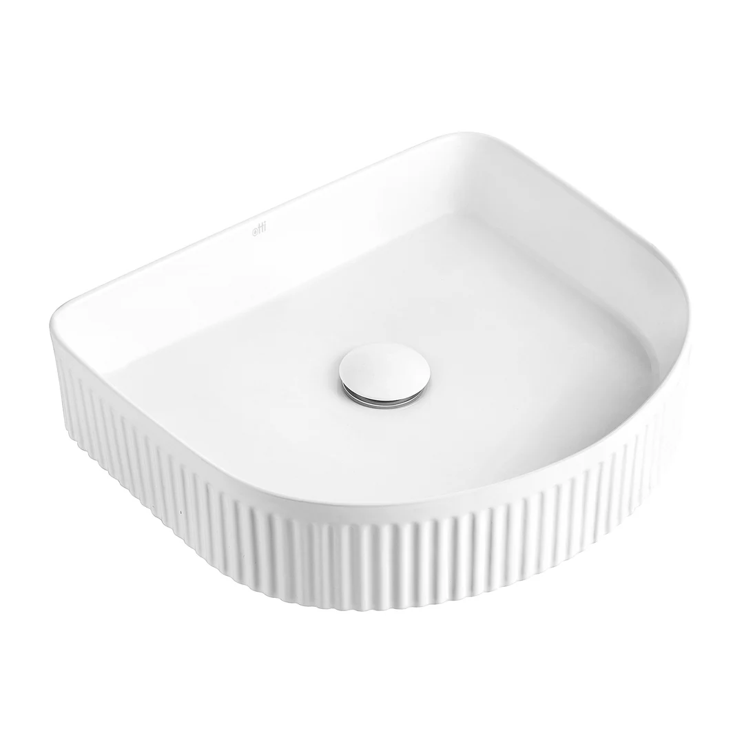 OTTI ARCHIE CERAMIC 415X365X100 MATT WHITE BASIN (CENTER WASTE HOLE) - Image 2