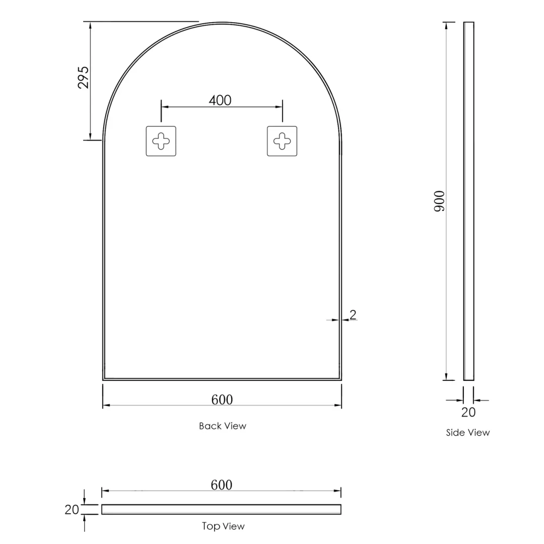 OTTI ARCHIE METAL FRAME MIRROR 900X600 BLACK - Image 2