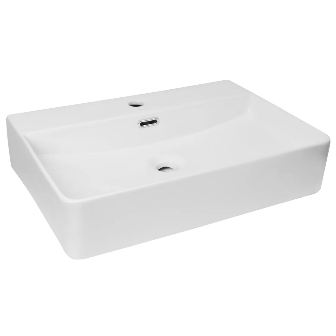 Otti Artis Basin Above Counter1 Taphole W/Overflow Gloss White Dimension: 600X420X120 - Image 2