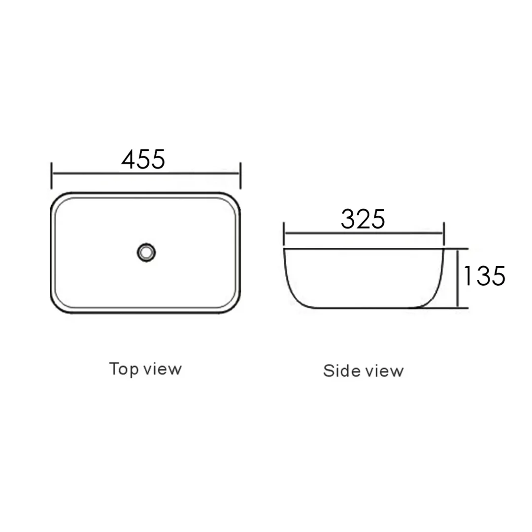 Otti Artis O'96 Ultra Slim Gloss White Fine Ceramic No Taphole Dimension: 455X320X135 - Image 3