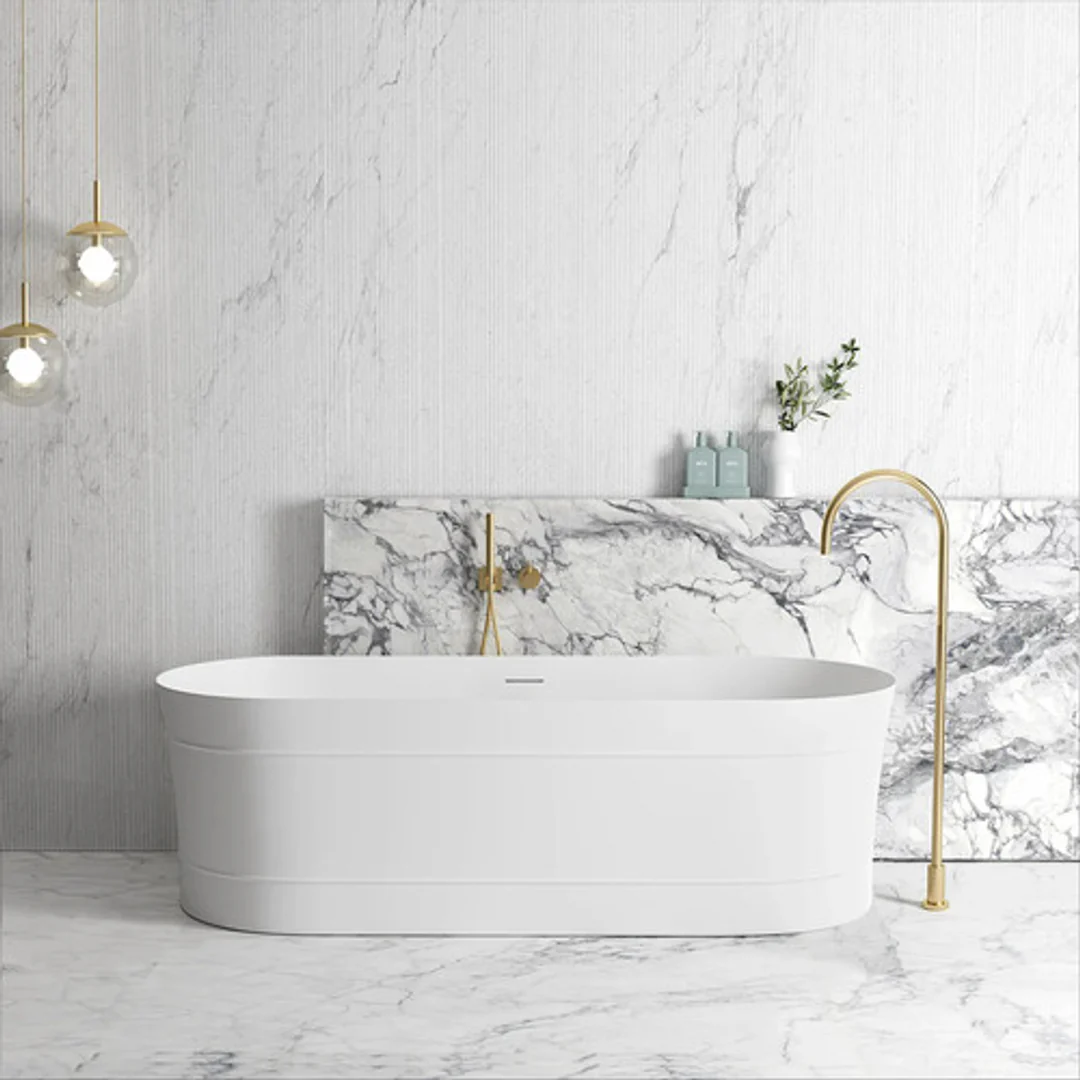 Otti Attica Bondi 1700X800X580 Matte White Freestanding Bath With Overflow.
