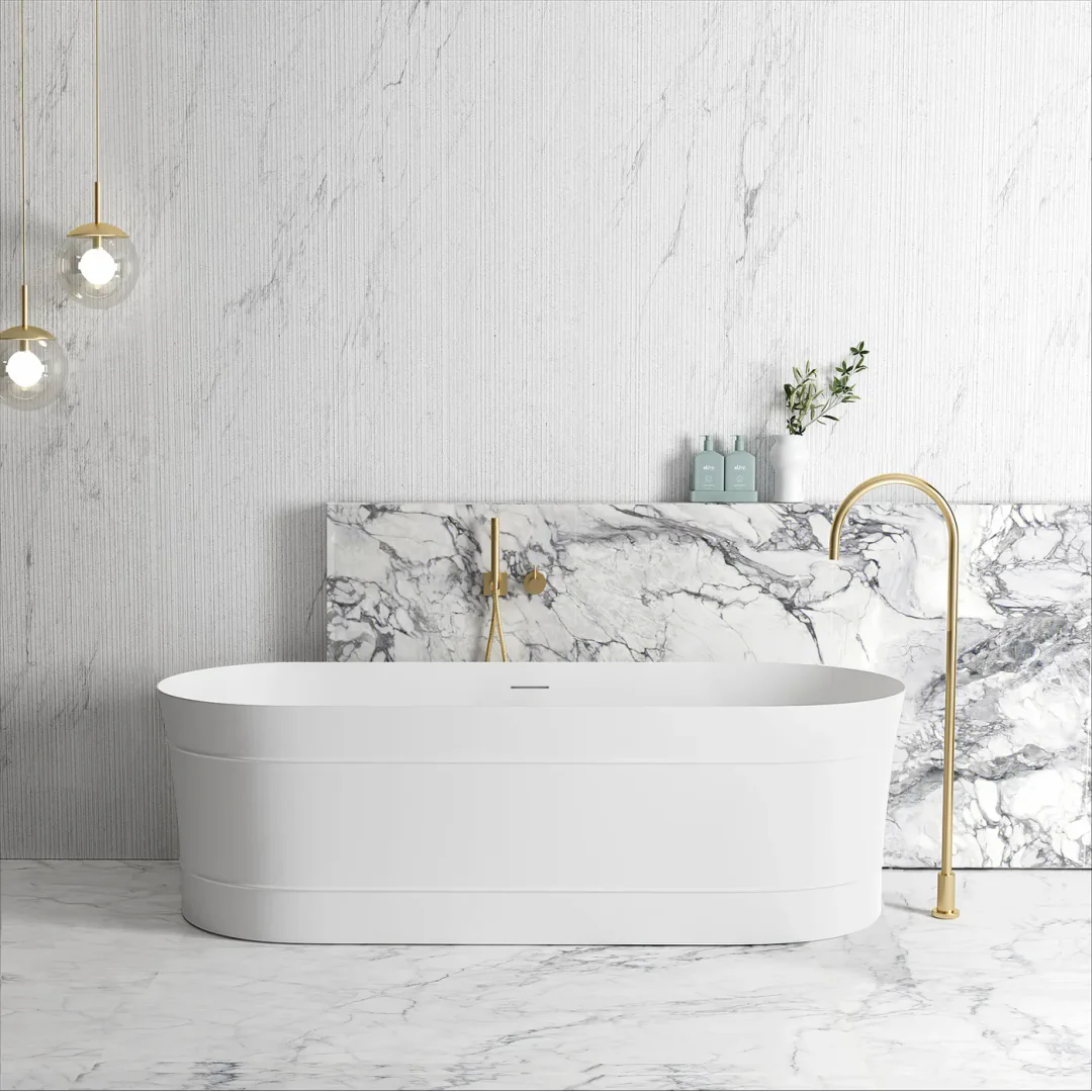 Otti Attica Bondi 1700X800X580 Matte White Freestanding Bath With Overflow. - Image 4