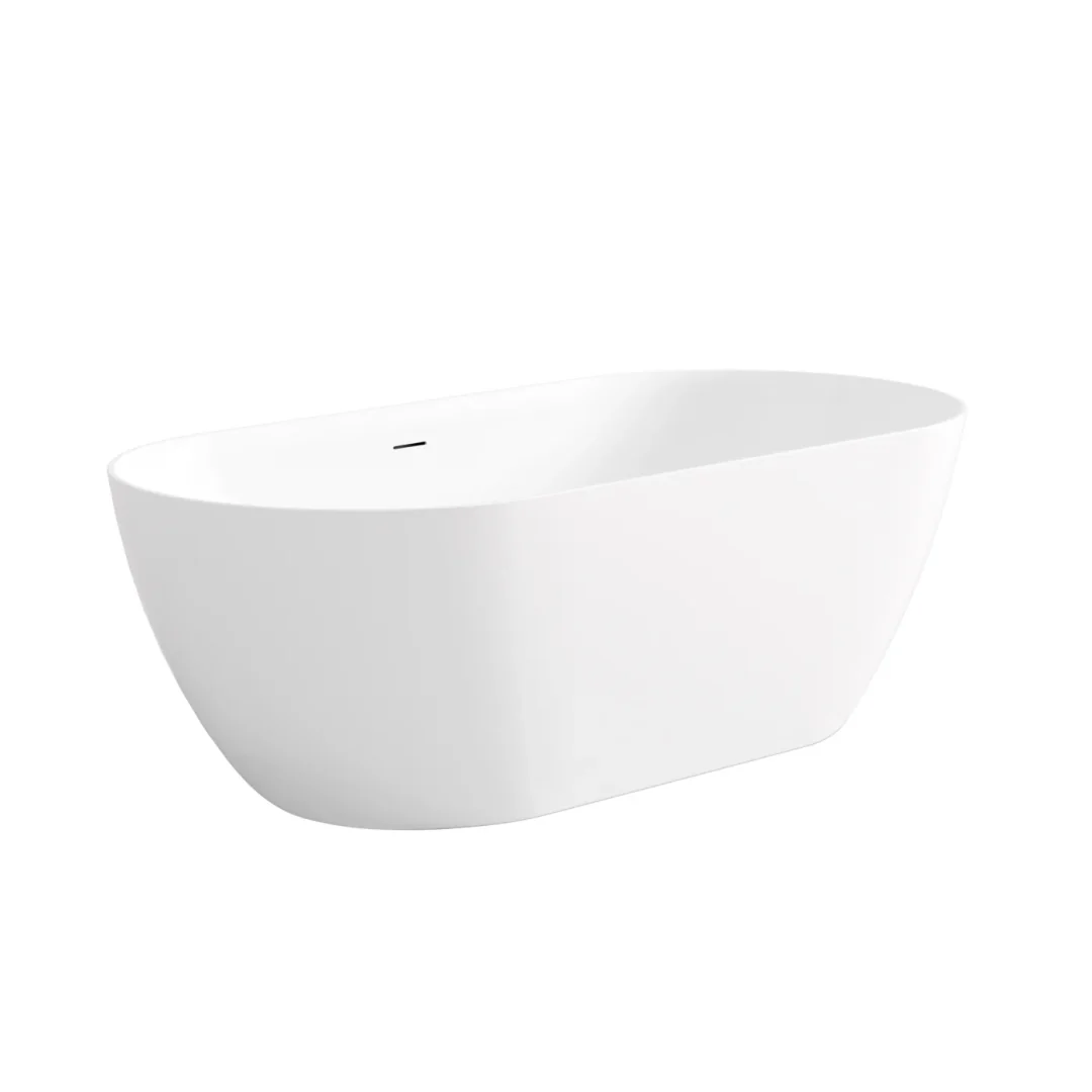 Otti Attica Manolo 1530 Matte White Freestanding Bath With Overflow - Image 3
