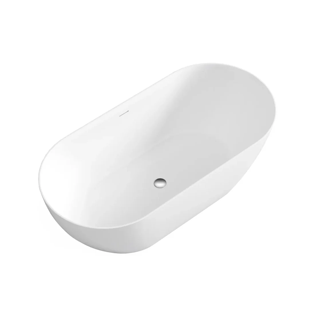 Otti Attica Manolo 1530 Matte White Freestanding Bath With Overflow - Image 4