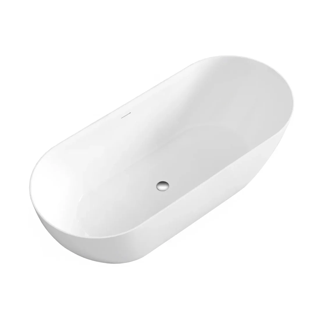 Otti Attica Manolo 1700 Gloss White Freestanding Bath With Overflow - Image 3
