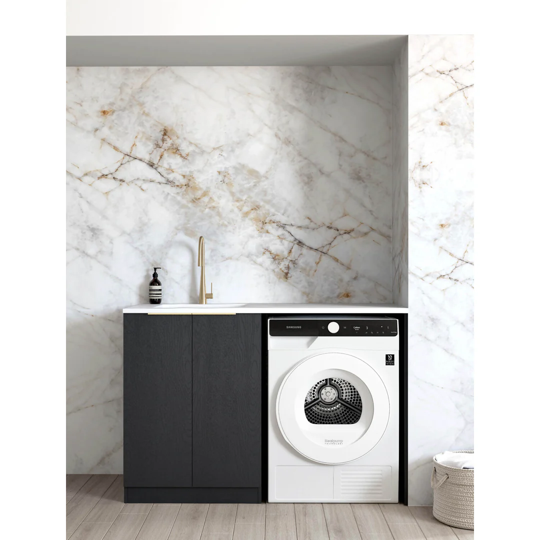 Otti Black Oak Base Laundry Cabinet With 1300Mm Pure White Top - Image 2