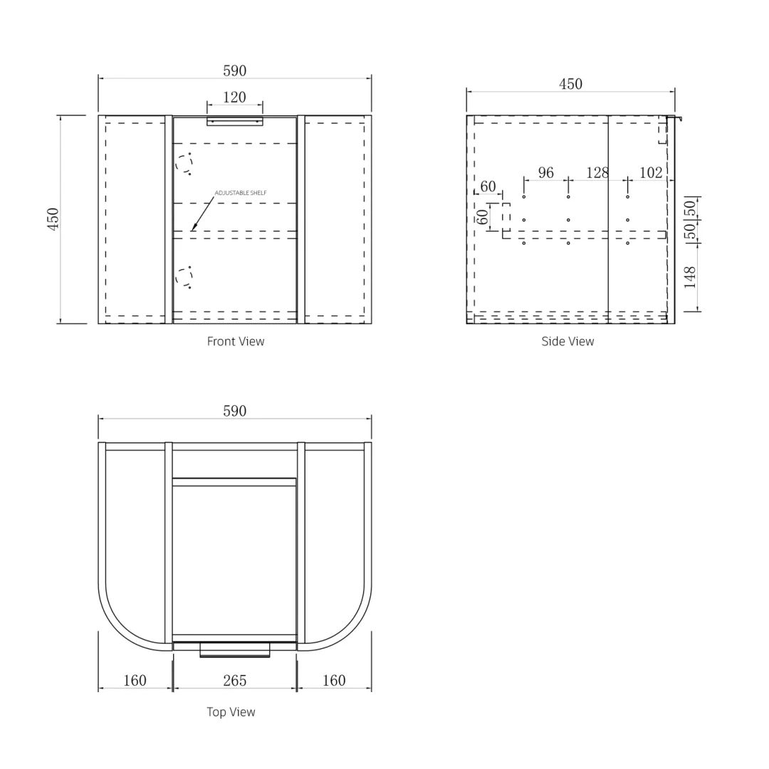 Otti Bondi 750X460X450 W/Hung Black Oak Vanity With Natural Carrara & Gold Handle 200Mm - Image 4