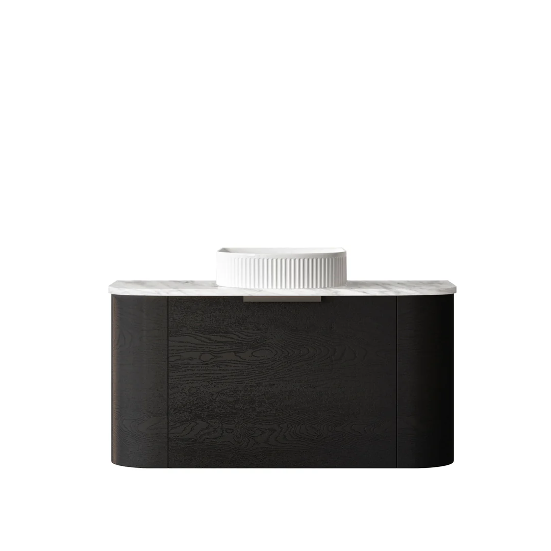 Otti Bondi 900X460X450 W/Hung Black Oak Vanity With Pure White & Gold Handle 200Mm