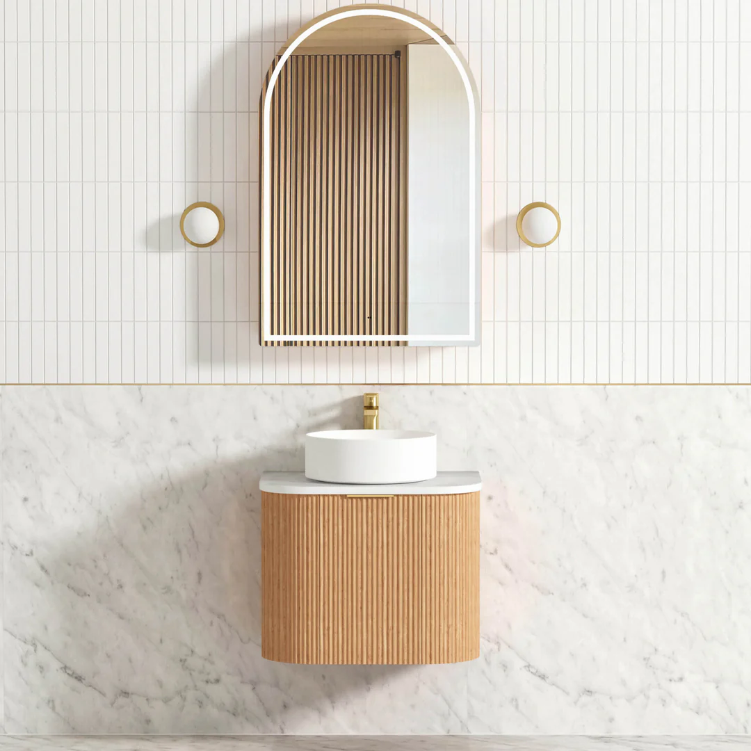 Otti Bondi Woodland Oak Fluted Vanity 600X460X450 Wall Hung Cabinet