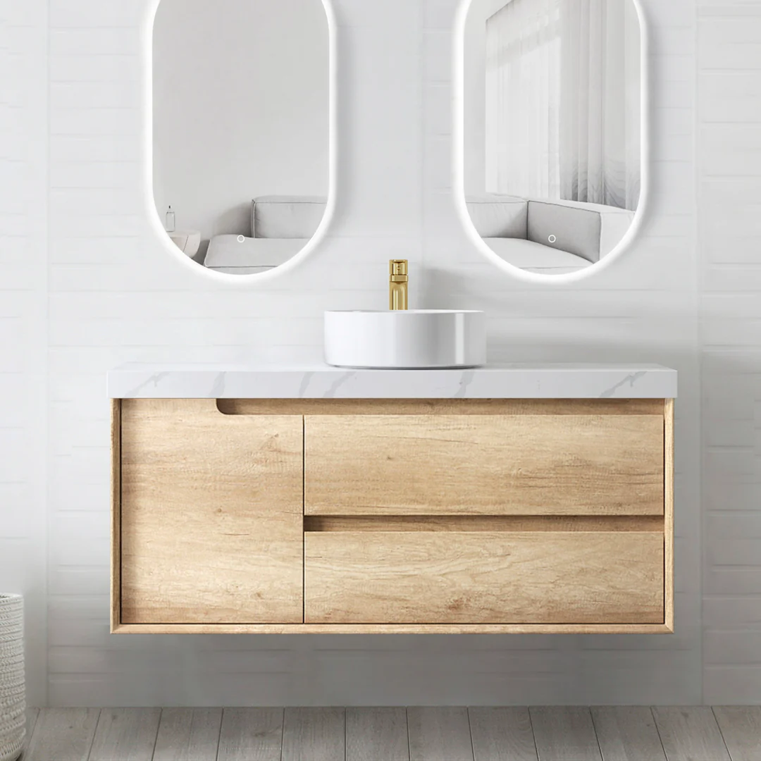 Otti Byron 1200X460X550 Wall Hung Natural Oak Plywood Cabinet