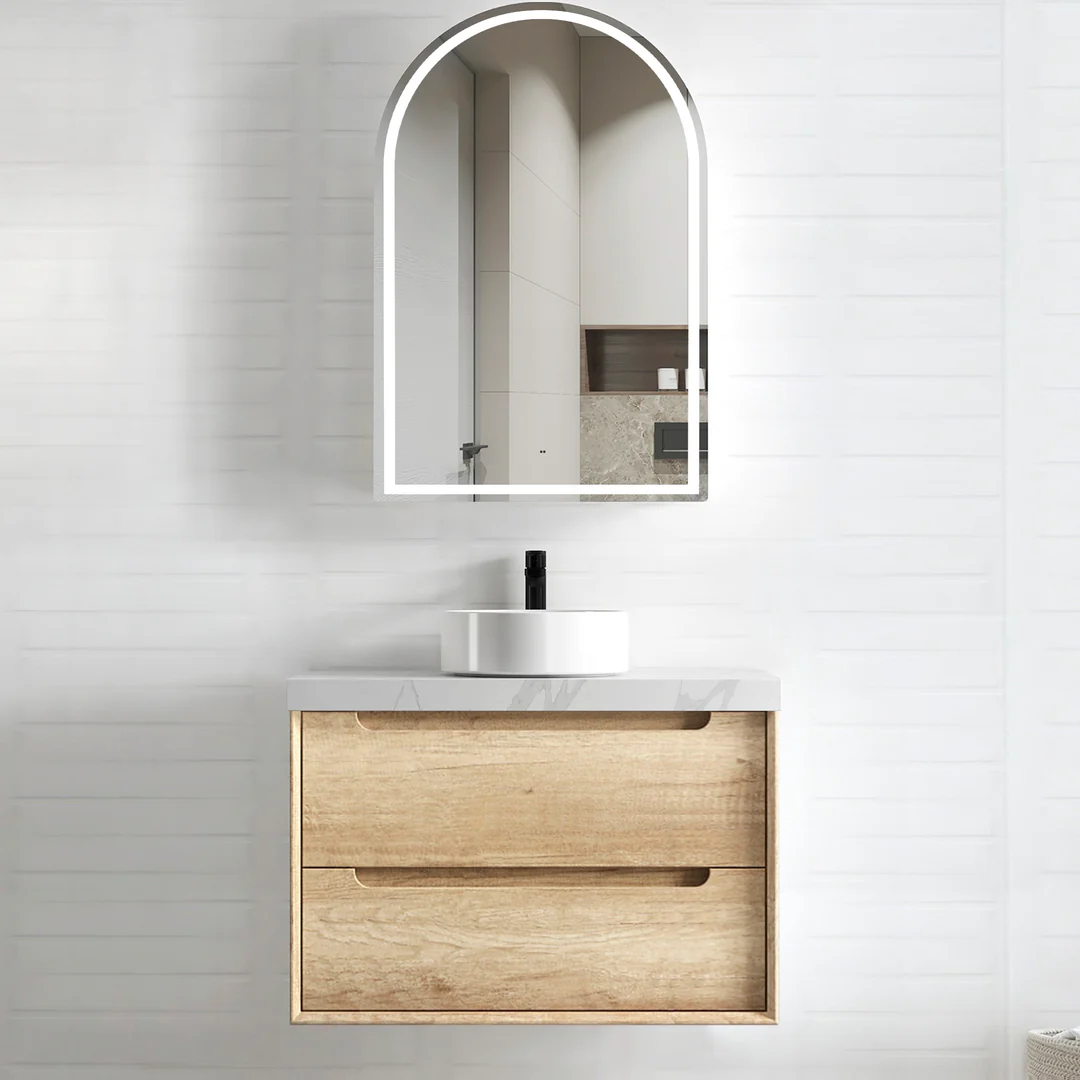 Otti Byron 750X460X550 Wall Hung Natural Oak Plywood Cabinet