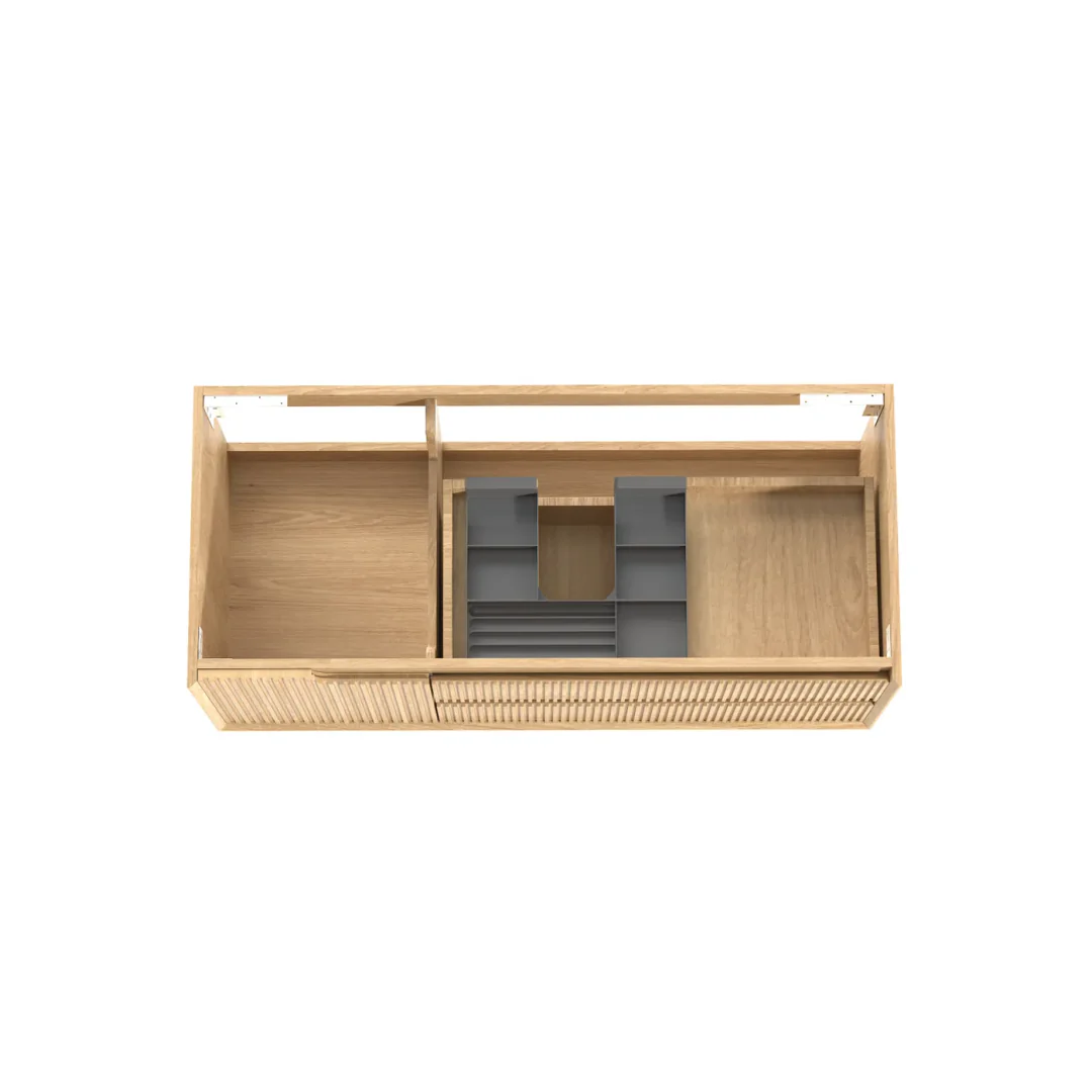 Otti Byron Fluted 1200Mm Woodland Oak Wall Hung Vanity With Ceramic Top - Image 4