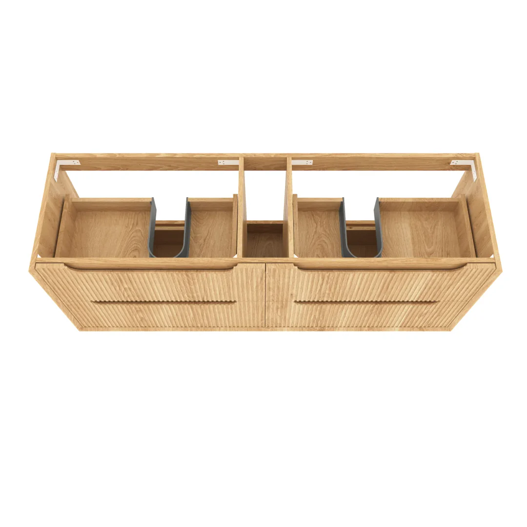 Otti Byron Fluted 1500 Woodland Oak Wall Hung Cabinet Only - Image 5