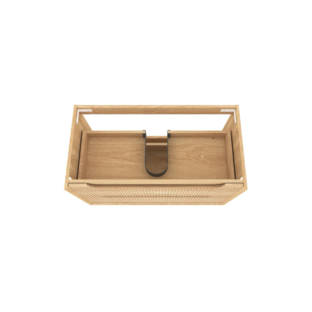 Otti Byron Fluted 750Mm Woodland Oak Wall Hung Vanity With Woodland Carrara Marble Top - Image 5