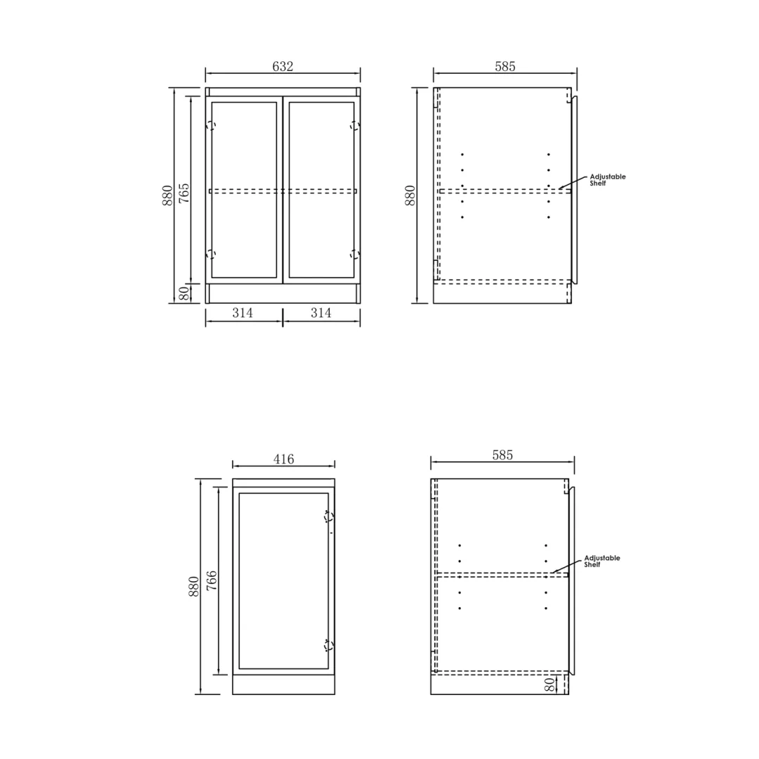 Otti Hampshire Black Base Laundry Cabinet With 1300Mm Natural Carrara Marble Top - Image 4