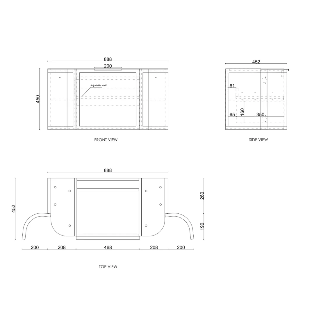 Otti Hampshire Satin White Vanity 900X460X450 Wall Hung Cabinet - Image 2