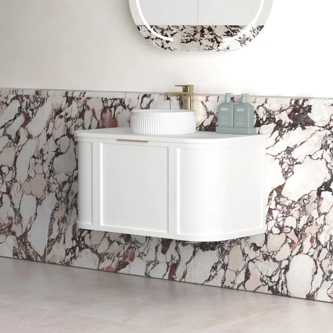 Otti Hampshire Satin White Vanity 900X460X450 Wall Hung Cabinet - Image 3