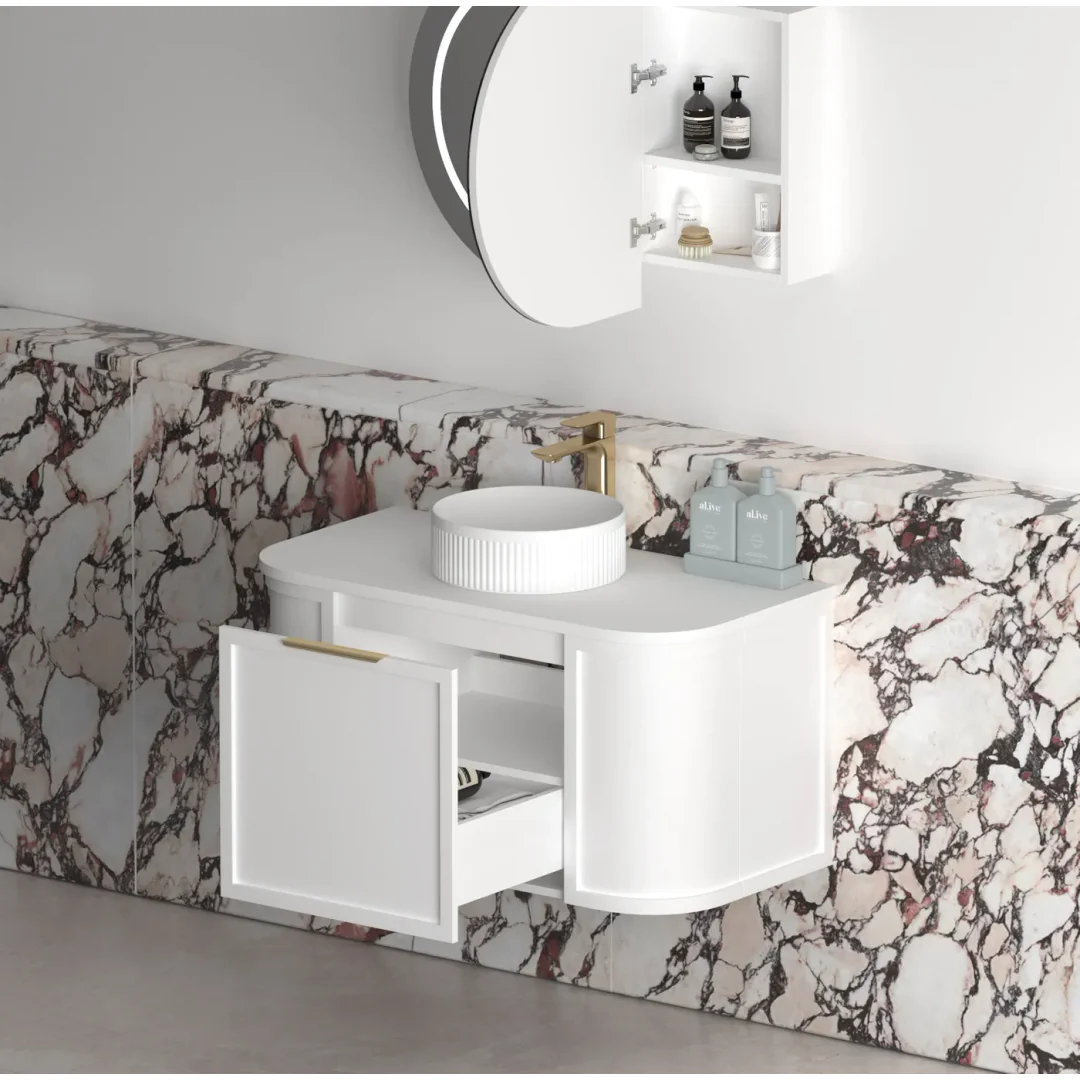 Otti Hampshire Satin White Vanity 900X460X450 Wall Hung Cabinet - Image 4
